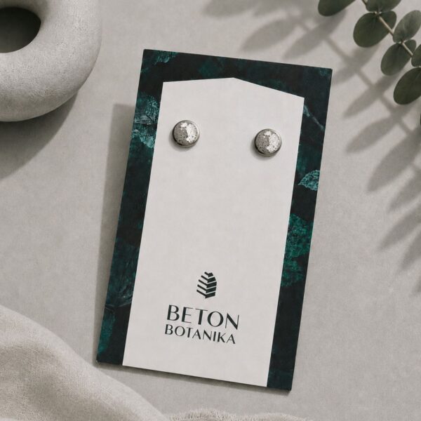 DOT FOR YOU – 6 mm szürke beton bedugós fülbevaló ezüst füstfóliával