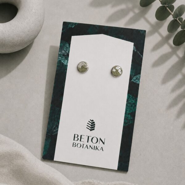 DOT FOR YOU – 6 mm világoszöld beton bedugós fülbevaló ezüst füstfóliával